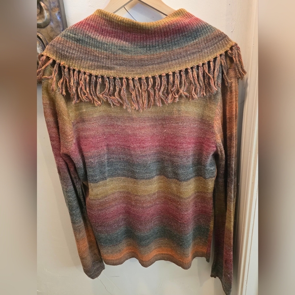 Seventh Avenue Multi Colored Fringe Cardigan Large - Picture 3 of 5